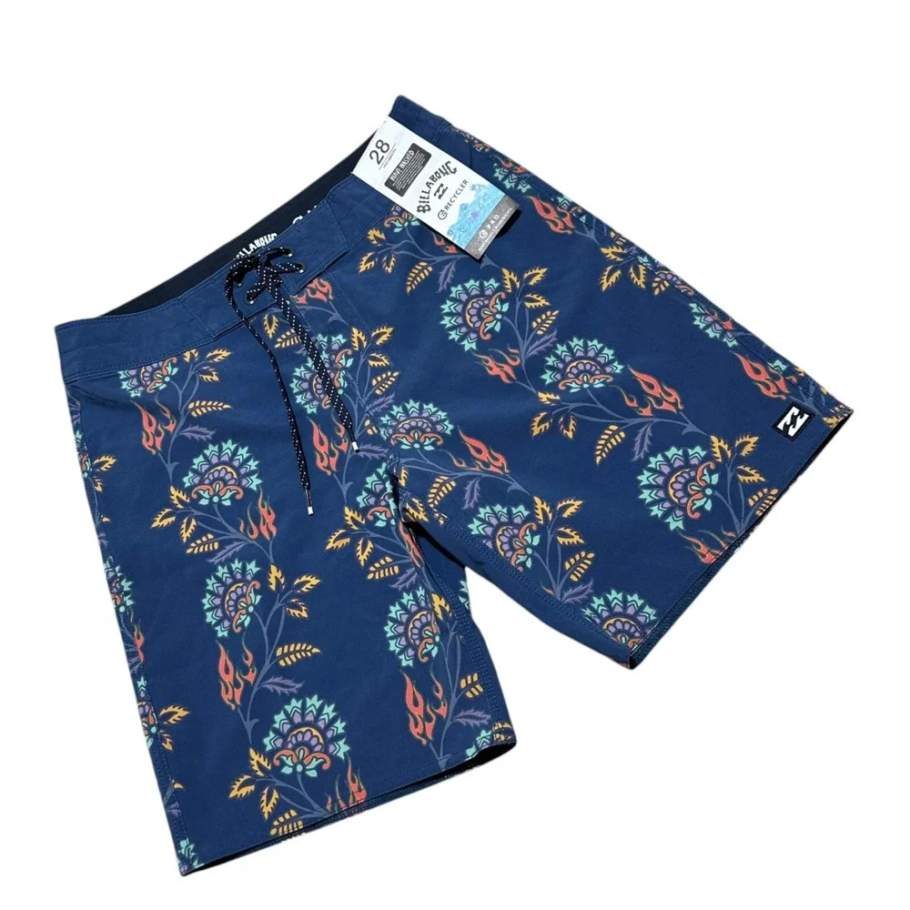 Billabong Mens Size 28 Sundays Pro Boardshorts Navy Blue‎ Floral Flame NWT NEW